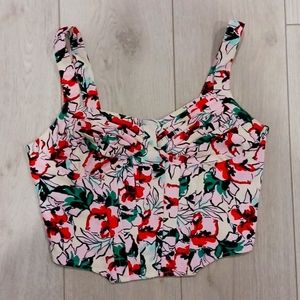 Pink and Green Japna Crop Top, size M